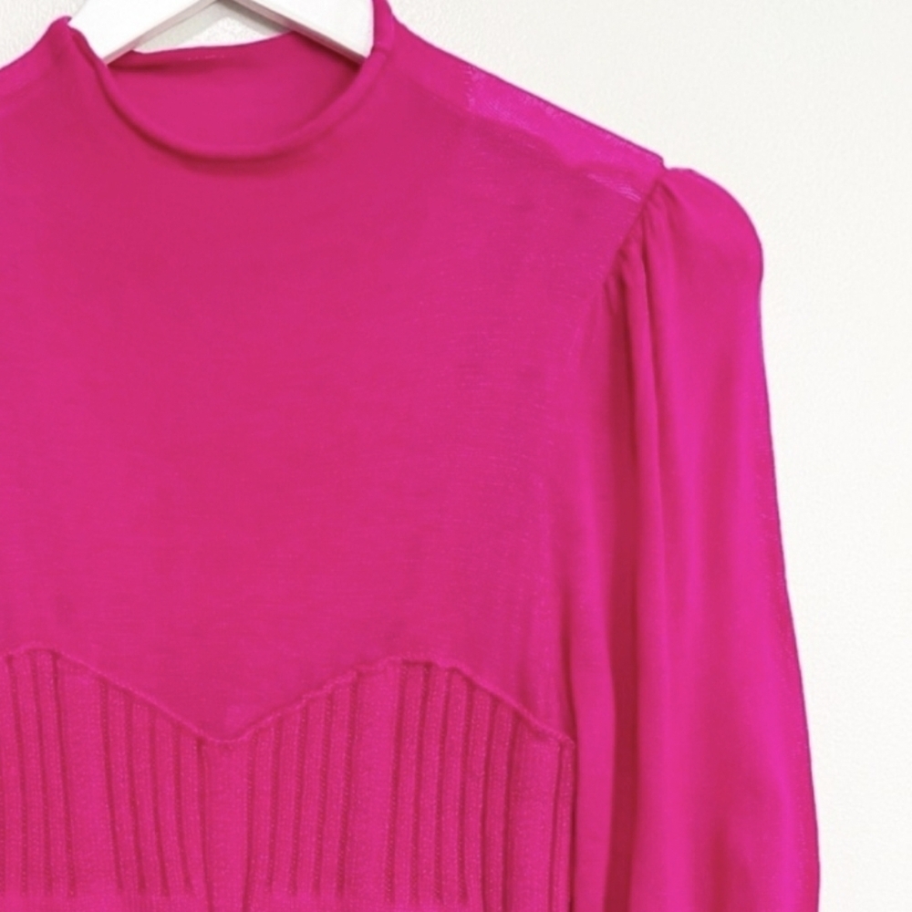 Anthropologie Turtleneck Sweater Dress Lightweight Rose Pullover Bodycon NWT SM - Picture 4 of 16